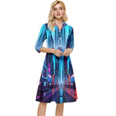 City People Cyberpunk Classy Knee Length Dress