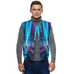 City People Cyberpunk Men s Short Button Up Puffer Vest	