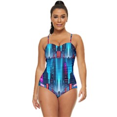 City People Cyberpunk Retro Full Coverage Swimsuit