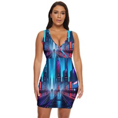 City People Cyberpunk Draped Bodycon Dress