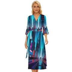 City People Cyberpunk Midsummer Wrap Dress