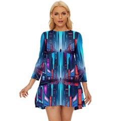 City People Cyberpunk Long Sleeve Babydoll Dress