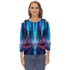 City People Cyberpunk Cut Out Wide Sleeve Top