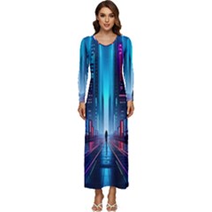 City People Cyberpunk Long Sleeve Longline Maxi Dress