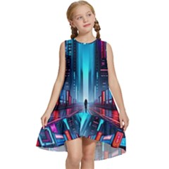 City People Cyberpunk Kids  Frill Swing Dress