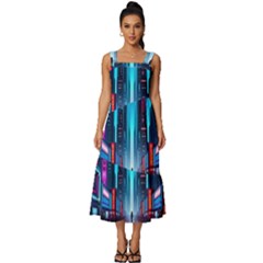 City People Cyberpunk Square Neckline Tiered Midi Dress