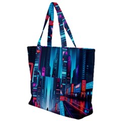 City People Cyberpunk Zip Up Canvas Bag by Jancukart