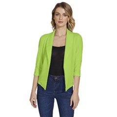 Slime Green	 - 	draped Front 3/4 Sleeve Shawl Collar Jacket by ColorfulWomensWear