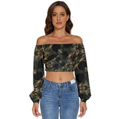 Flytrap Long Sleeve Crinkled Weave Crop Top