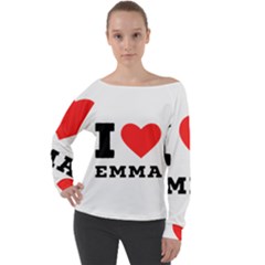 I Love Emma Off Shoulder Long Sleeve Velour Top by ilovewhateva