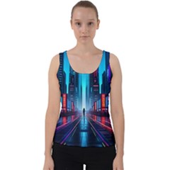 City People Cyberpunk Velvet Tank Top by Jancukart