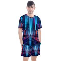 City People Cyberpunk Men s Mesh Tee And Shorts Set