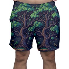 Tree Nature Cartoon Drawing Comic Men s Shorts