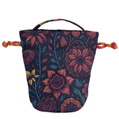 Flower Art Drawing Painting Spring Drawstring Bucket Bag by Jancukart