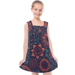 Flower Art Drawing Painting Spring Kids  Cross Back Dress by Jancukart