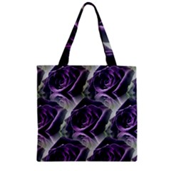 Purple Flower Rose Petals Plant Zipper Grocery Tote Bag by Jancukart