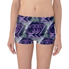 Purple Flower Rose Petals Plant Reversible Boyleg Bikini Bottoms