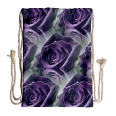 Purple Flower Rose Petals Plant Drawstring Bag (large) by Jancukart