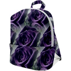 Purple Flower Rose Petals Plant Zip Up Backpack by Jancukart