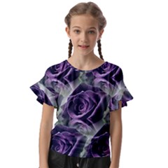 Purple Flower Rose Petals Plant Kids  Cut Out Flutter Sleeves by Jancukart