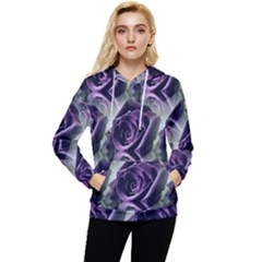 Purple Flower Rose Petals Plant Women s Lightweight Drawstring Hoodie by Jancukart