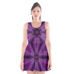 Pattern Purple Symmetry Dark Scoop Neck Skater Dress by Jancukart