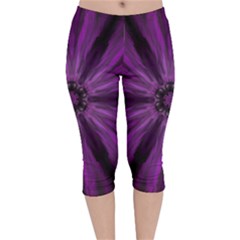 Pattern Purple Symmetry Dark Velvet Capri Leggings  by Jancukart