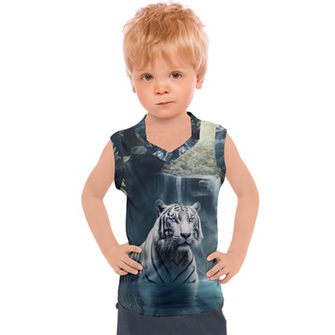 Tiger White Tiger Nature Forest Kids  Sport Tank Top by Jancukart