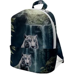 Tiger White Tiger Nature Forest Zip Up Backpack