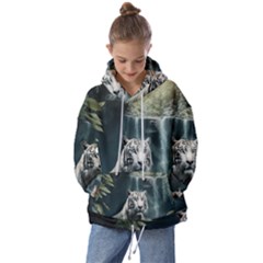 Tiger White Tiger Nature Forest Kids  Oversized Hoodie by Jancukart