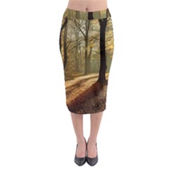 Autumn Nature Woodland Woods Trees Midi Pencil Skirt by Jancukart