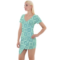 Pattern 9 Short Sleeve Asymmetric Mini Dress by GardenOfOphir