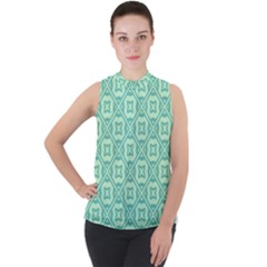 Pattern 9 Mock Neck Chiffon Sleeveless Top by GardenOfOphir