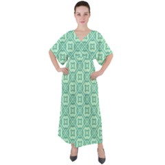 Pattern 9 V-neck Boho Style Maxi Dress by GardenOfOphir