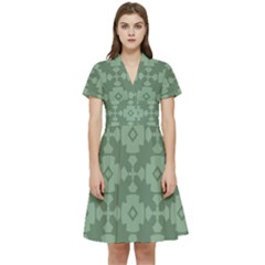 Sophisticated Pattern Short Sleeve Waist Detail Dress by GardenOfOphir