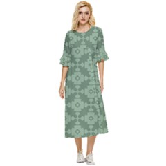 Sophisticated Pattern Double Cuff Midi Dress by GardenOfOphir