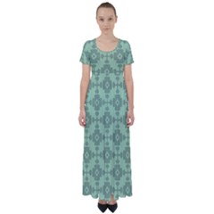 Pattern High Waist Short Sleeve Maxi Dress by GardenOfOphir