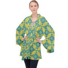 Pattern 4 Long Sleeve Velvet Kimono  by GardenOfOphir