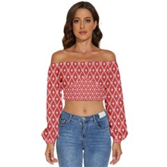 Pattern 10 Long Sleeve Crinkled Weave Crop Top by GardenOfOphir