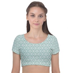 Pattern 12 Velvet Short Sleeve Crop Top 