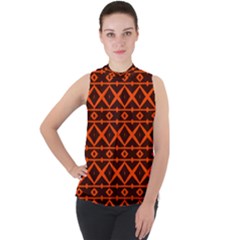 Pattern 14 Mock Neck Chiffon Sleeveless Top by GardenOfOphir