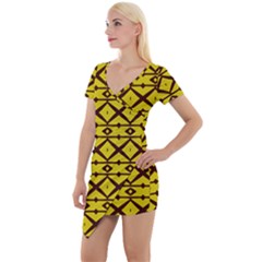 Pattern 16 Short Sleeve Asymmetric Mini Dress by GardenOfOphir