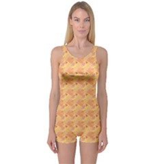 Peach Leafs One Piece Boyleg Swimsuit by Sparkle