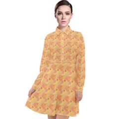 Peach Leafs Long Sleeve Chiffon Shirt Dress by Sparkle