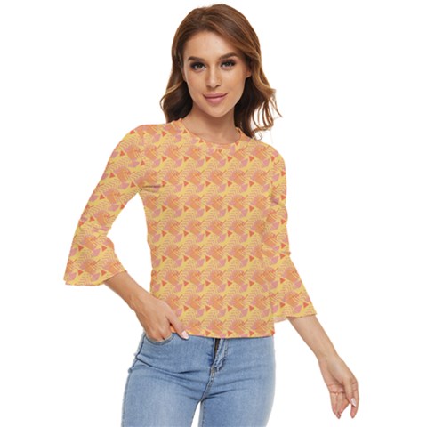 Peach Leafs Bell Sleeve Top by Sparkle