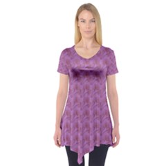 Violet Flowers Short Sleeve Tunic  by Sparkle