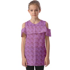 Violet Flowers Fold Over Open Sleeve Top