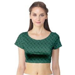 Green Pattern Short Sleeve Crop Top by Sparkle