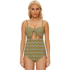 Pattern Knot Front One-piece Swimsuit by Sparkle