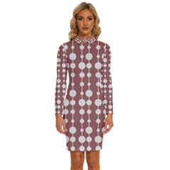 Pattern 25 Long Sleeve Shirt Collar Bodycon Dress